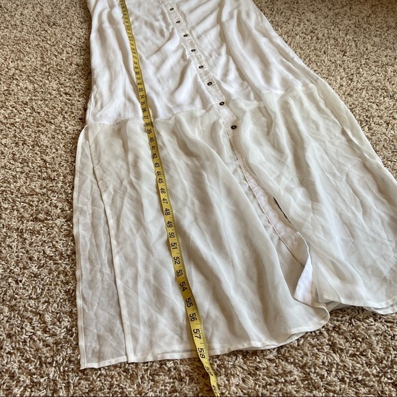 Fifth & Park White Button Down Collared Sheer Maxi Dress - Picture 11 of 11